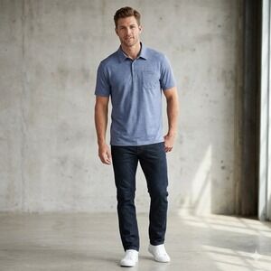 Duluth Trading Co Mens Size XL Blue Polo Shirt Standard Fit Untucked Pocket